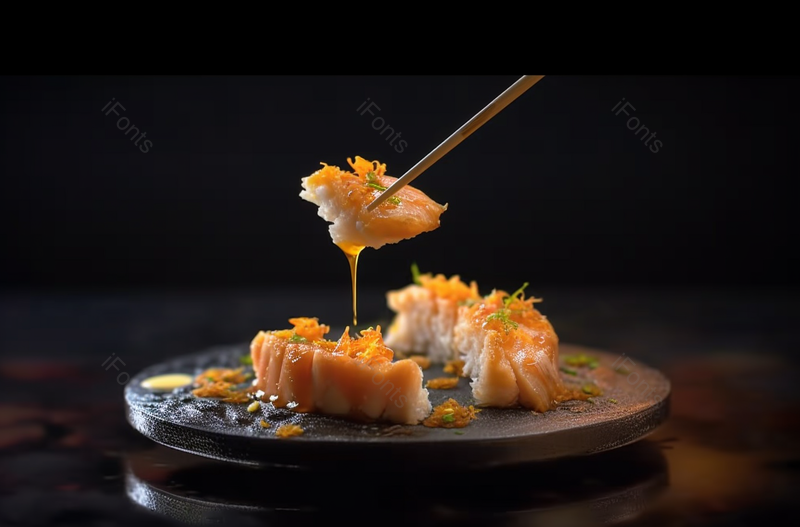 烤三文鱼寿司配虾仁蛋烹饪美味的食品中国饮食文化健康生活方式,高清,摄影图,摄影图片,图片大全,摄影图免费下载